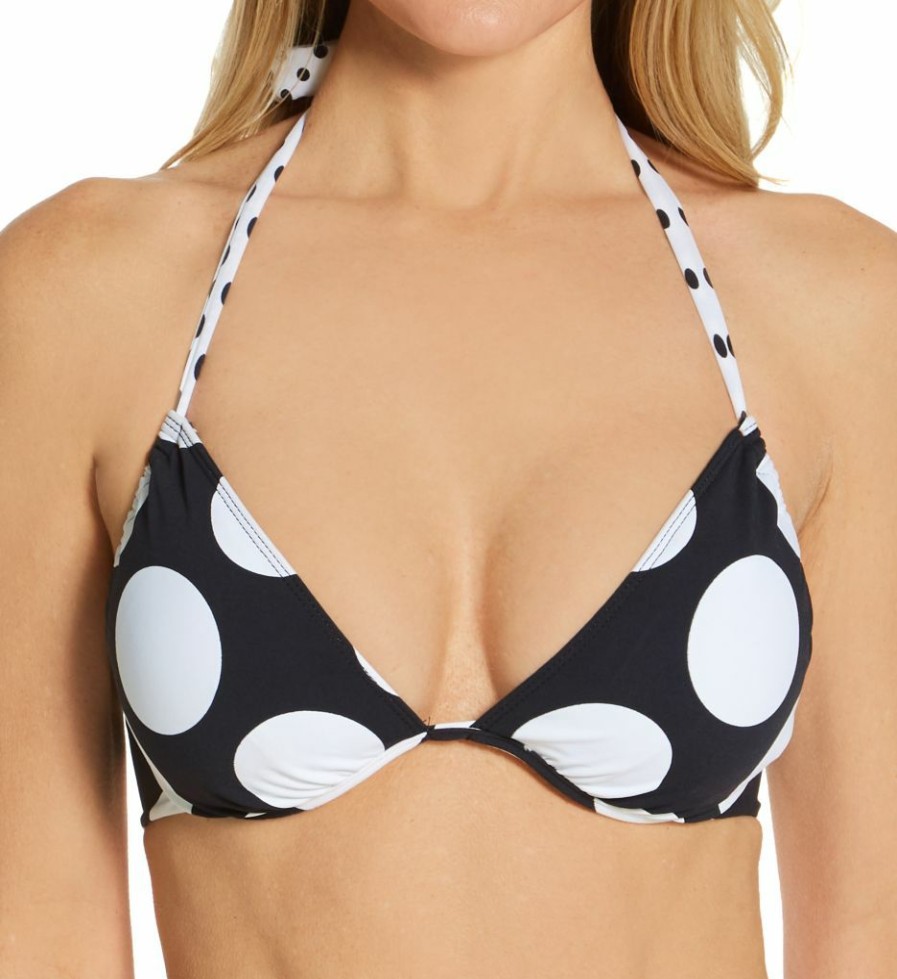 Swimwear * | Flash Sale Bleu Rod Beattie Let'S Get Dotty Halter Underwire Bra Swim Top D21354 Black/White