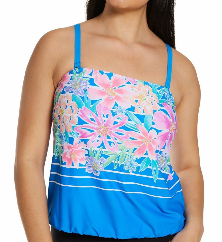 Swimwear * | Discount Beach House Between The Lines Lena Blouson Bandini Swim Top H55738 Paradiseperi