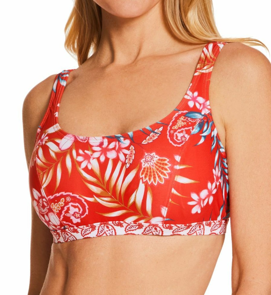 Swimwear * | Discount Pour Moi Horizon Underwire Cami Swim Top 18401 Red/White