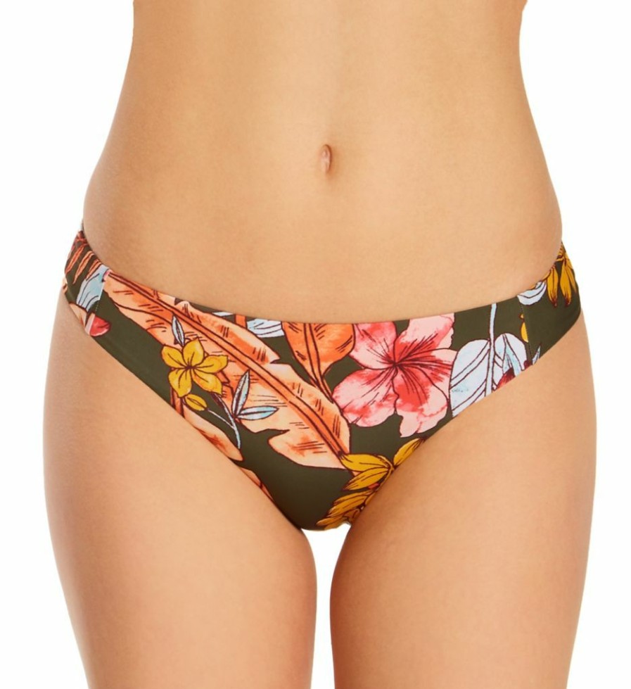 Swimwear * | Discount Sanctuary Organic Botanic Tab Side Hipster Swim Bottom Ob21508 Fatiguegreen