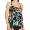 Swimwear * | Exclusive Coco Reef Retro Swirl Current Mesh Layer Tankini Swim Top U69035 Castawayblack