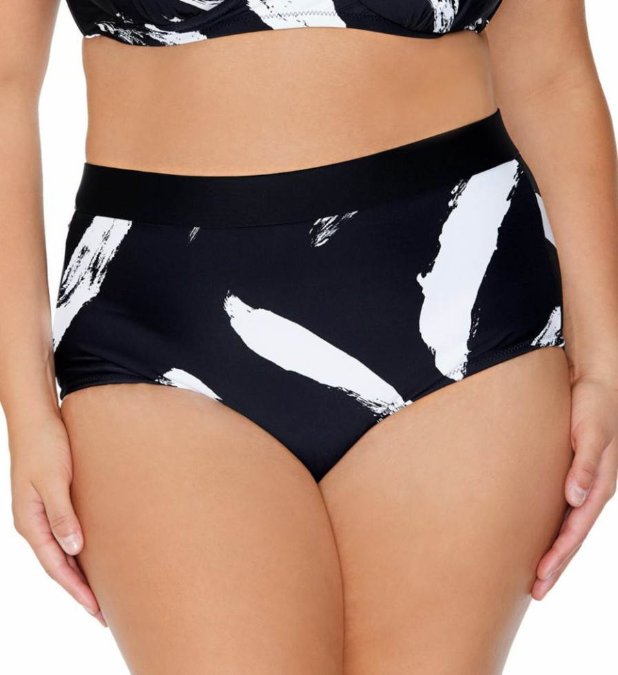 Swimwear * | Discount Raisins Curve Plus Size Zambezi Island Swim Bottom G840154 Blacksand