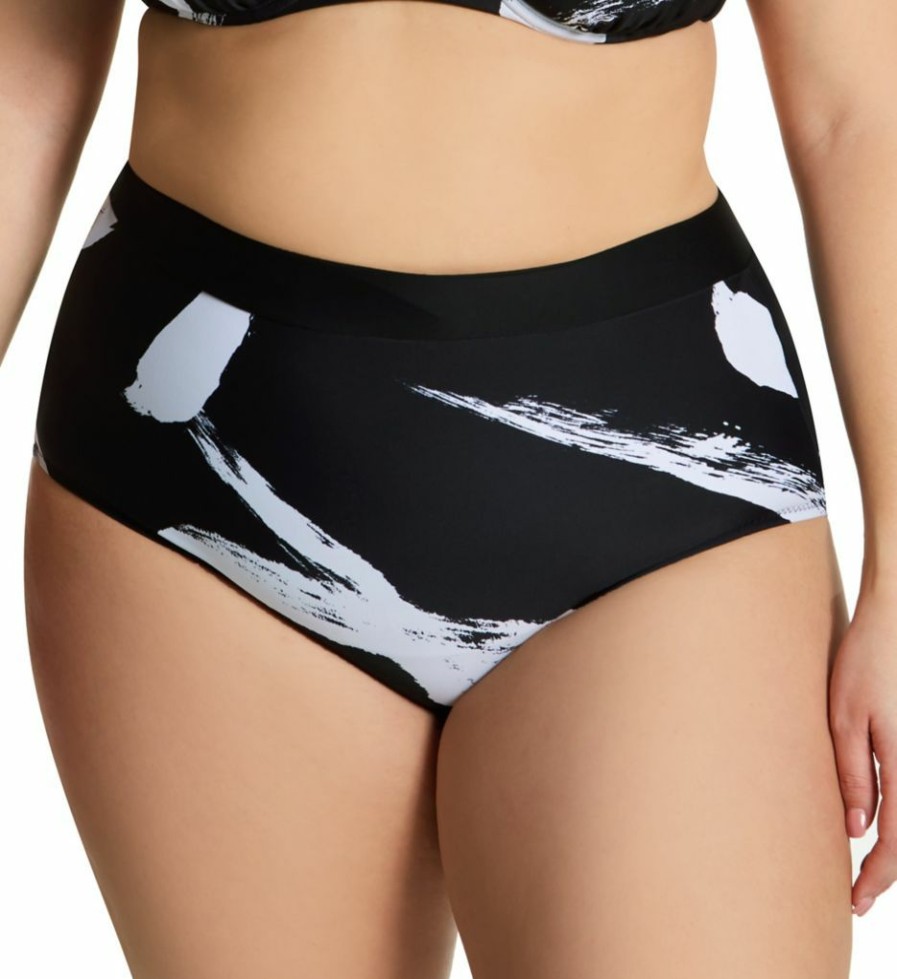 Swimwear * | Discount Raisins Curve Plus Size Zambezi Island Swim Bottom G840154 Blacksand