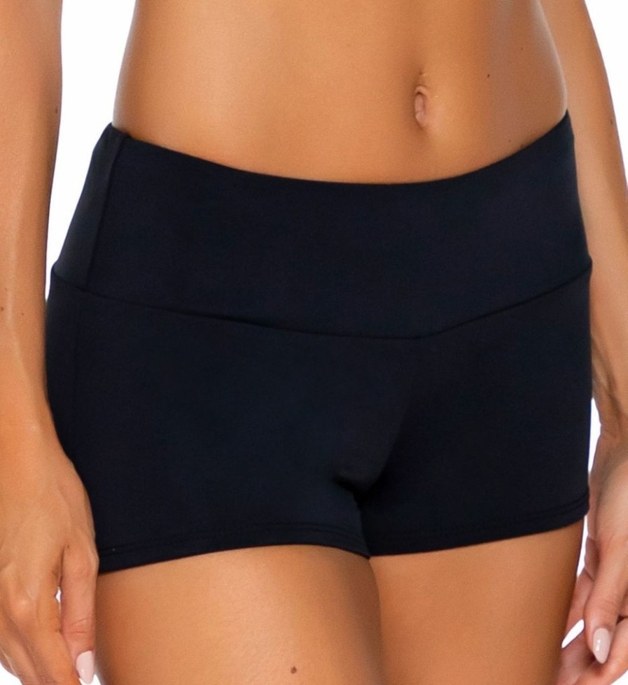 Sunsets * | Flash Sale Sunsets Solid Seascape Swim Short 35A Black