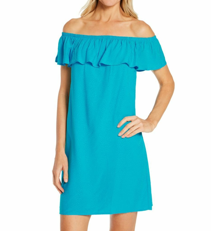 Swimwear * | Excellent Pour Moi Textured Woven Bardot Beach Dress Cover Up 91023