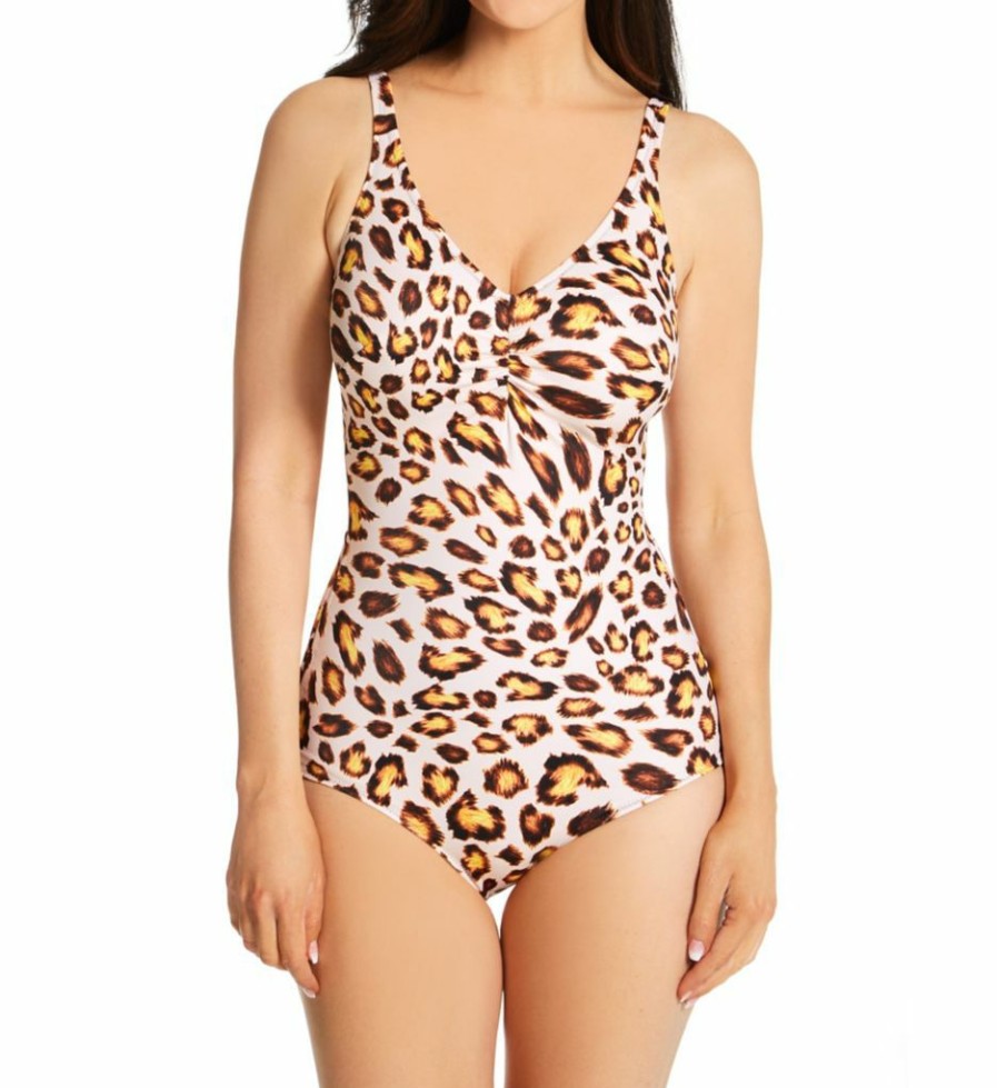 Fantasie * | Best Sale Fantasie Kabini Oasis Underwire V-Neck One Piece Swimsuit Fs2130 Leopard