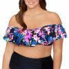 Swimwear * | Exclusive Raisins Curve Plus Size Freshwater Tortuga Bra Swim Top G840227 Blacksand