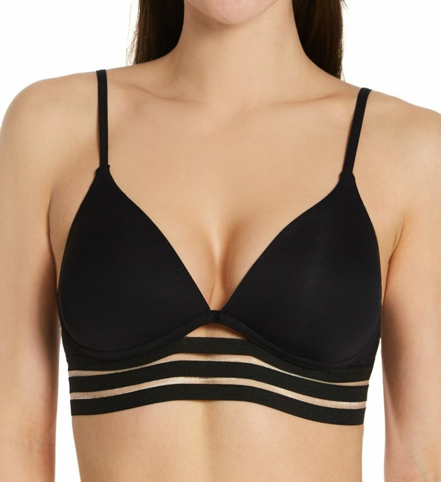 Swimwear * | Discount Vince Camuto Coast Lines Mesh Elastic Molded Bikini Swim Top V70671 Black