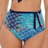 Swimwear * | Wholesale Skinny Dippers Mille Fiore Cherry Dip Belted Sash Swim Bottom 6533358 Indigo